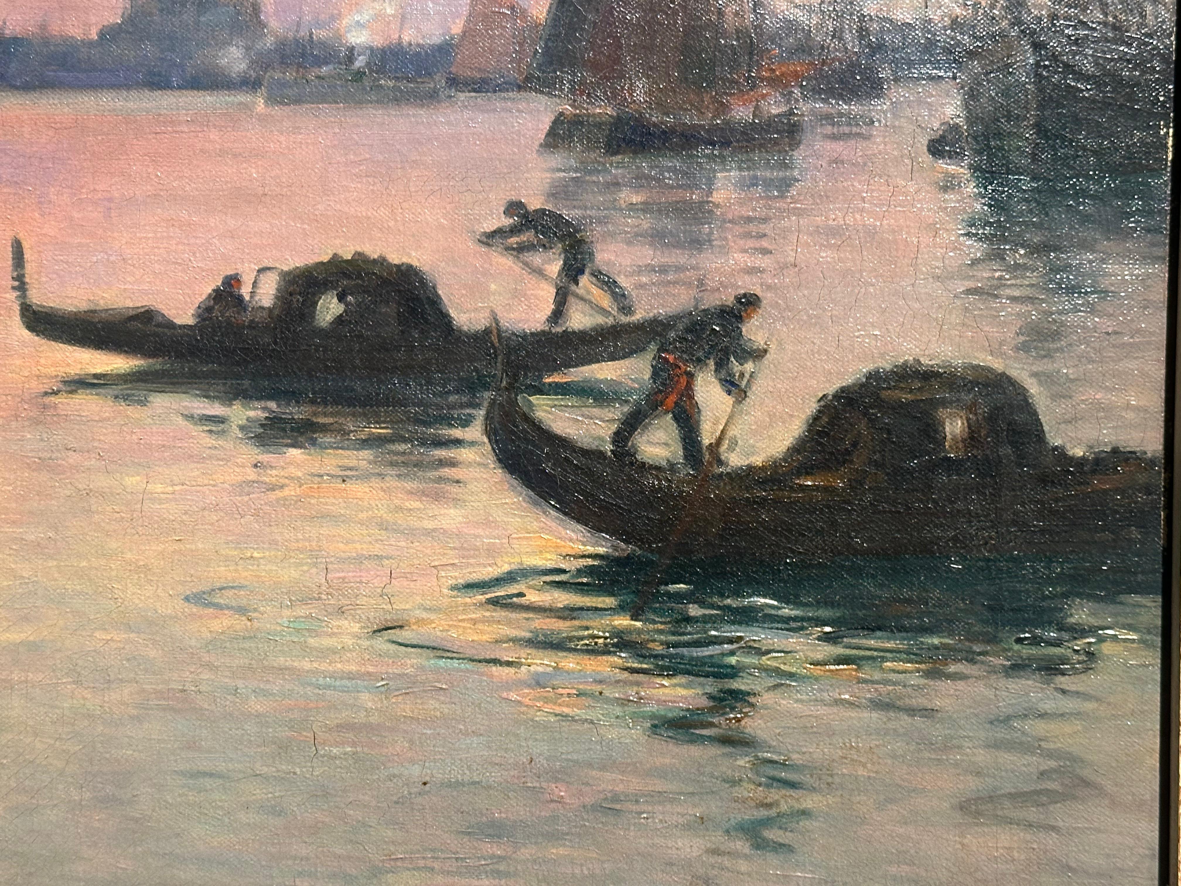 Le soir a Venise - Brown Landscape Painting by Fernand-Marie-Eugène Le Gout-Gérard