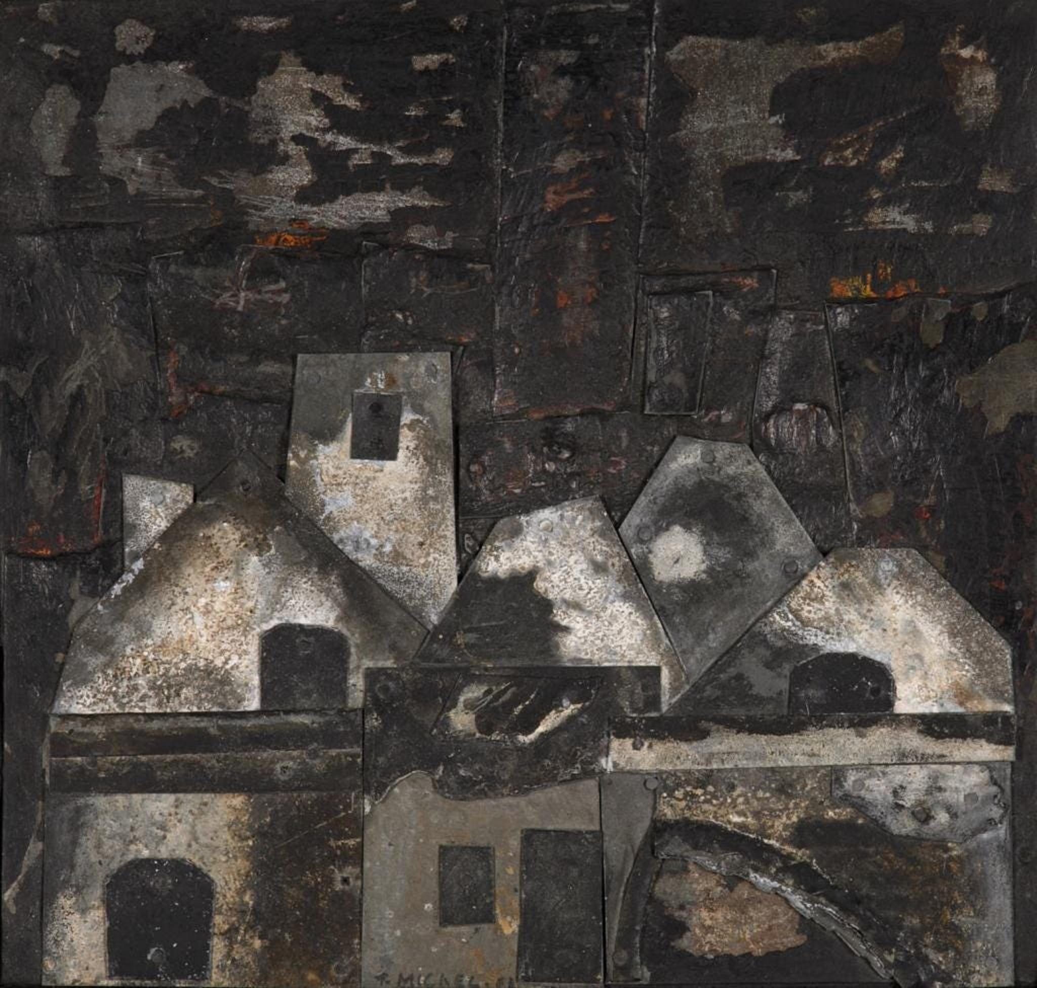 Arte Outsider Francés Brut Técnica Mixta Zinc Ensamblaje Escultura Collage Pintura - Mixed Media Art Arte marginal de Fernand Michel