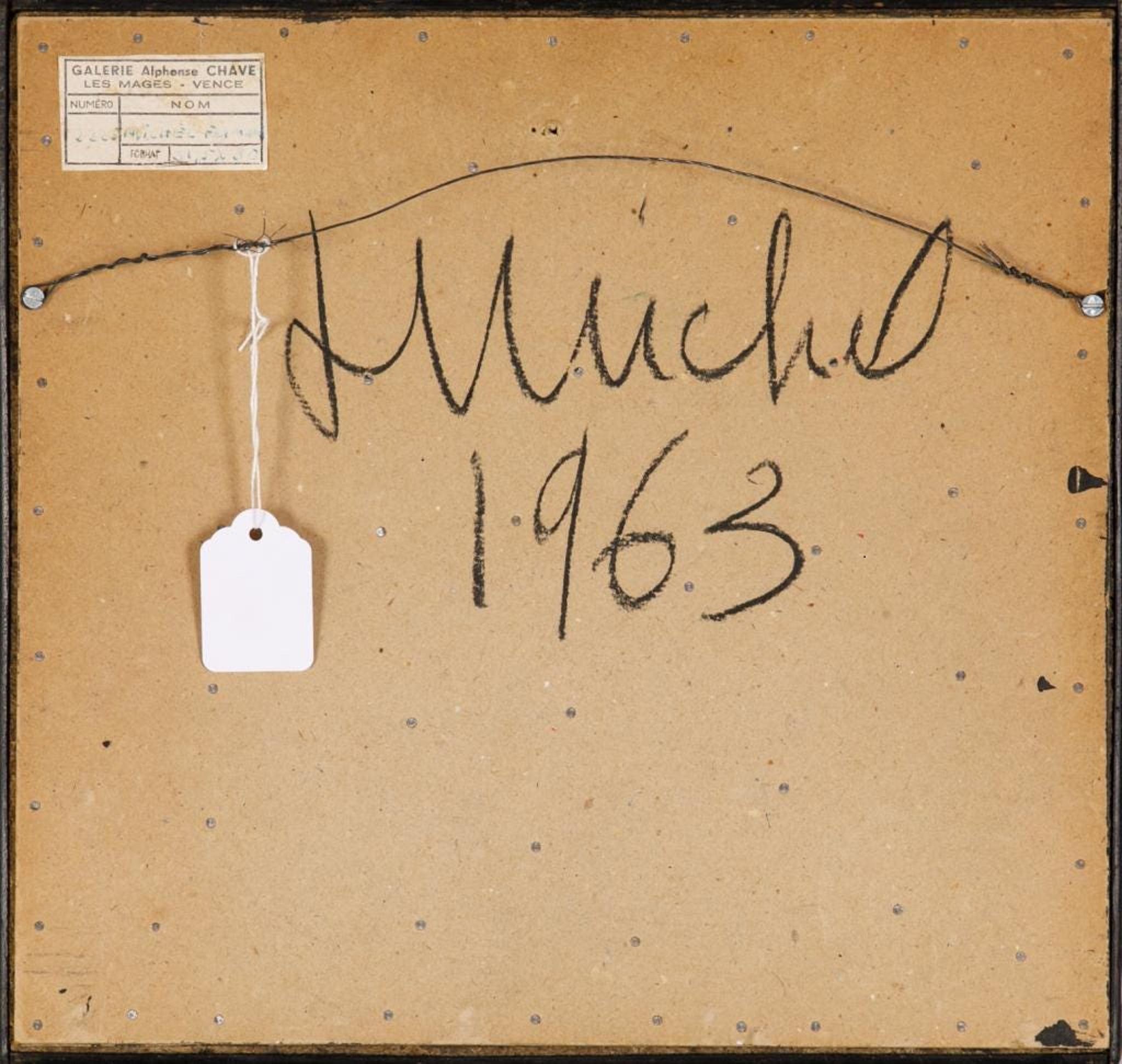 Escultura/pintura de ensamblaje en técnica mixta. Firmado a mano y fechado recto y verso. 
Procedencia: Galería Alphonse Chave, lleva su etiqueta en el reverso

Michel, Fernand (1913-1999)
Nacido en 1913 en Neuviller-lès-Badonviller, en los Vosgos,