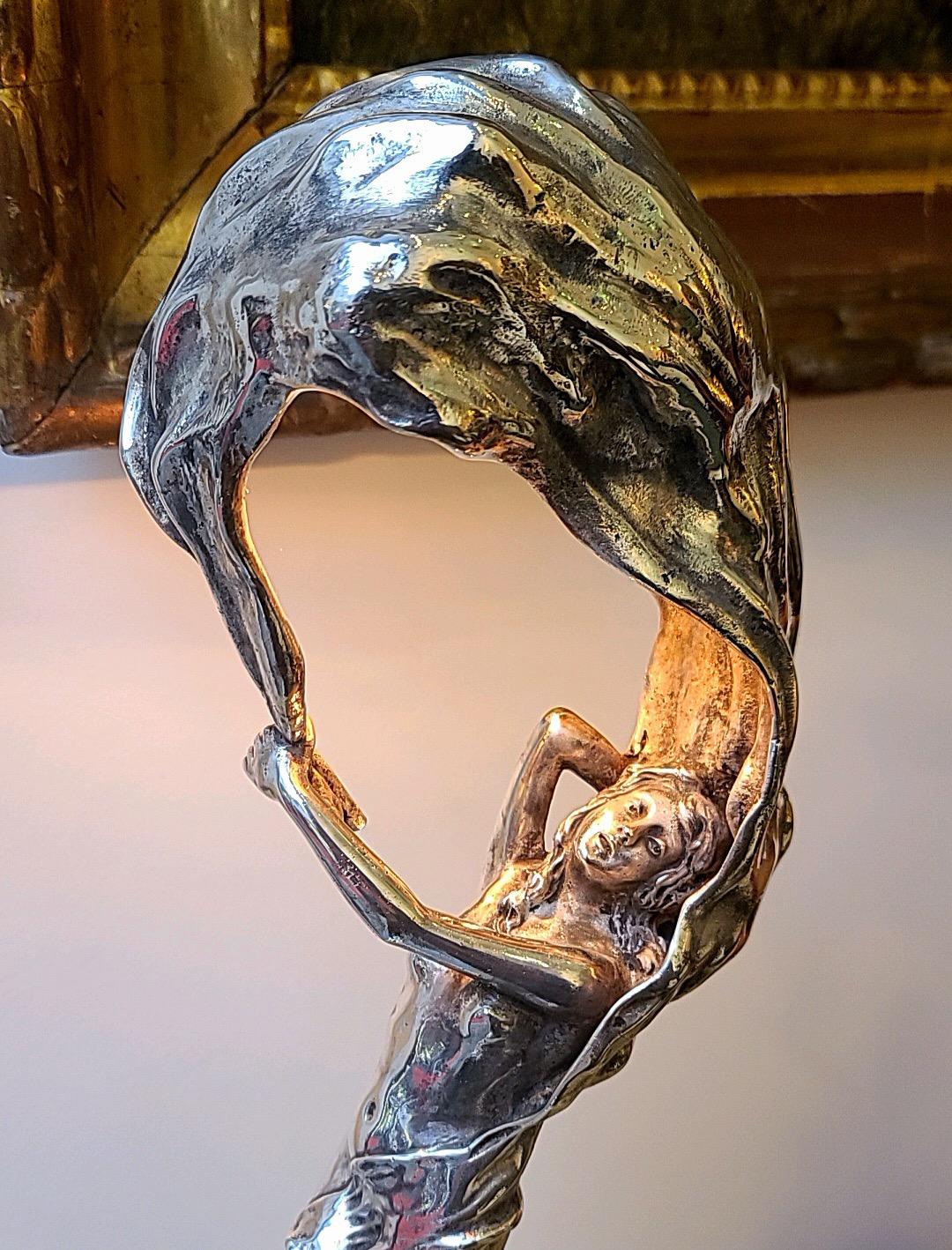 Fernand Ouillon-Carrère (1879-1959) Lámpara Loïe Fuller A Veilleuse de bronce, c.1900 en venta 5