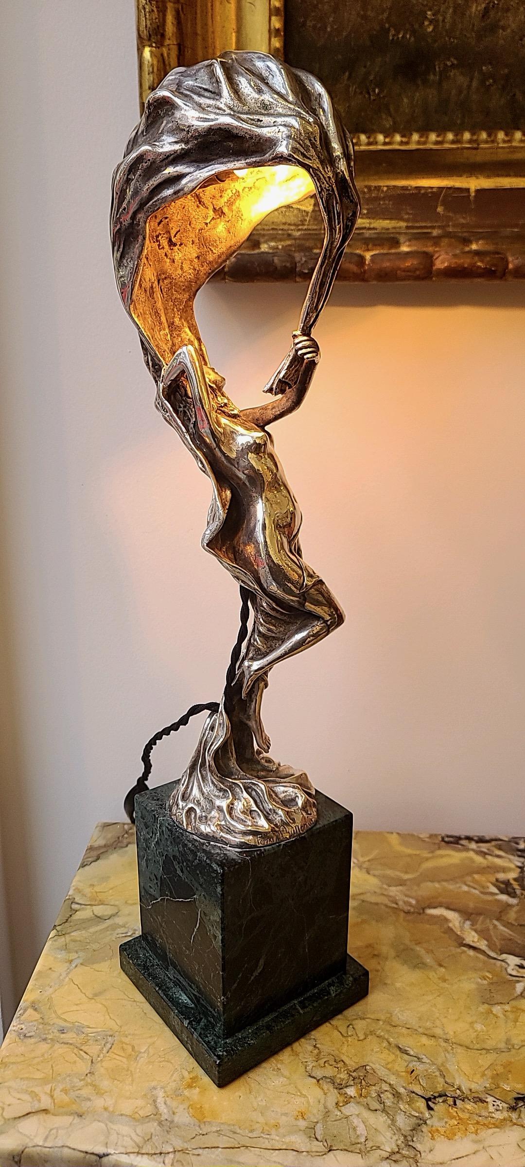 Fernand Ouillon-Carrère (1879-1959) Lámpara Loïe Fuller A Veilleuse de bronce, c.1900 en venta 7