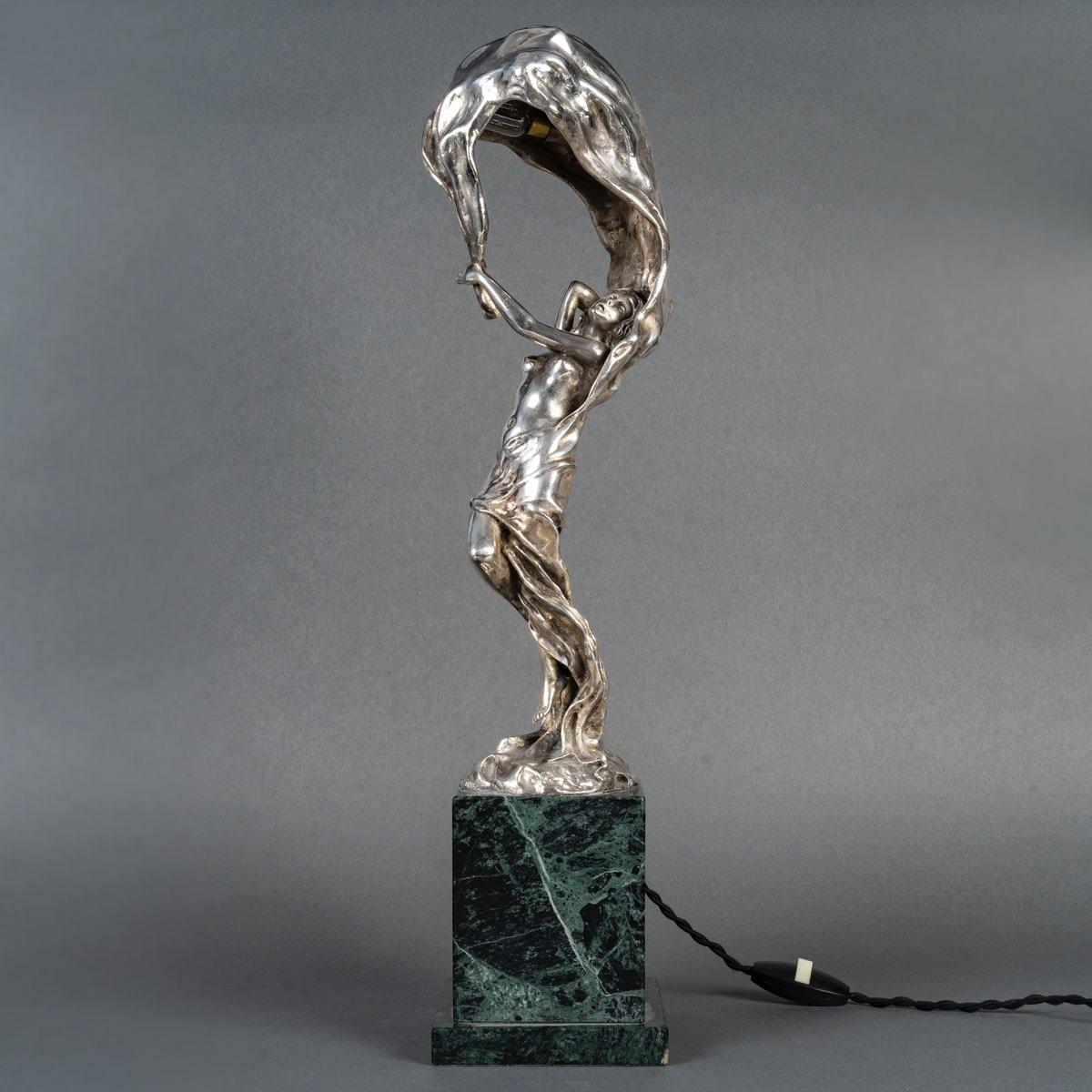 Fernand Ouillon-Carrère (1879-1959) Lámpara Loïe Fuller A Veilleuse de bronce, c.1900 Francés en venta