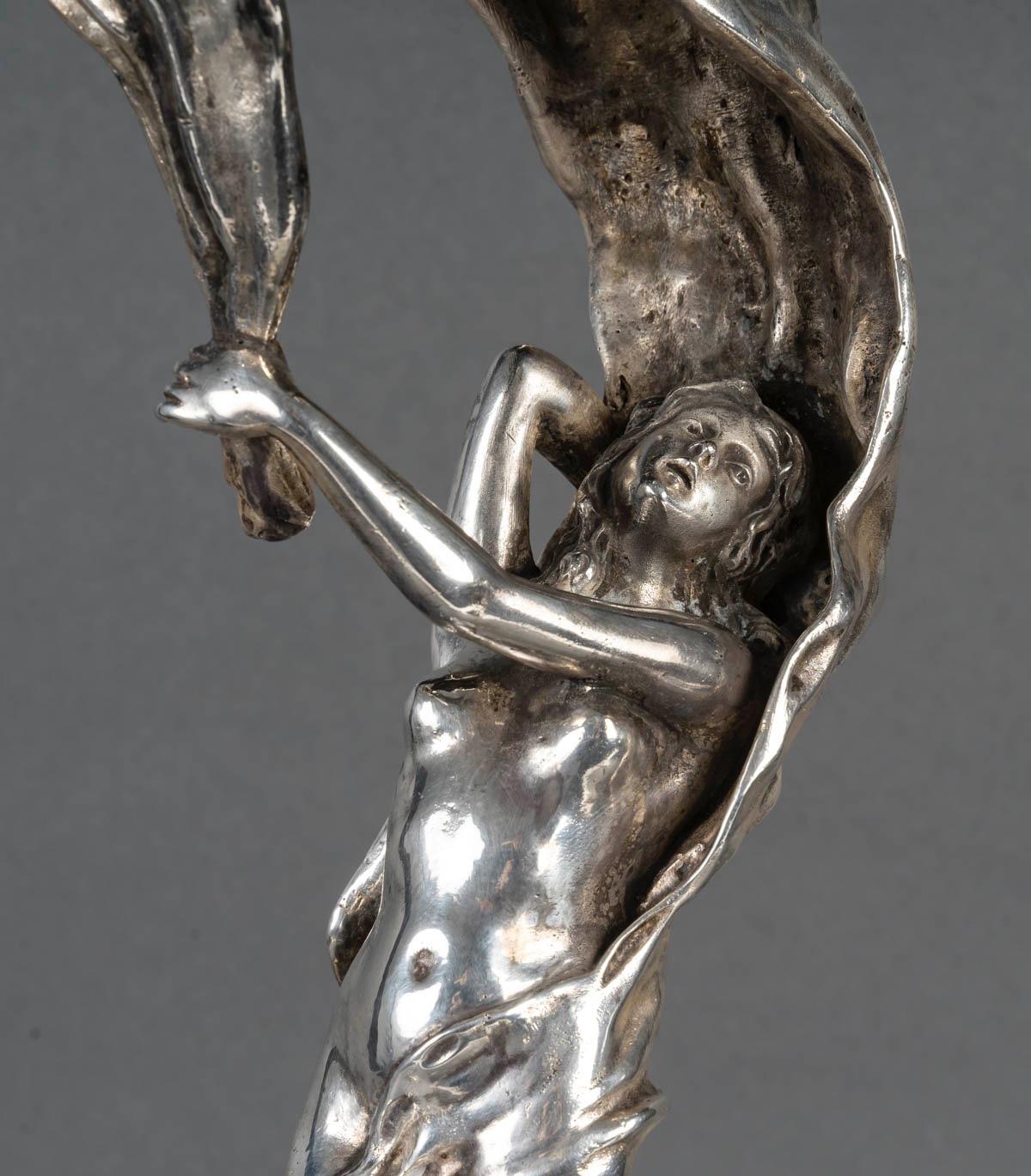 Fernand Ouillon-Carrère (1879-1959) Lámpara Loïe Fuller A Veilleuse de bronce, c.1900 en venta 1