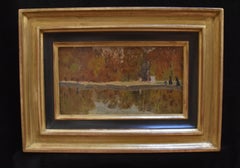 Fernand Piet (1869-1942) Eine herbstliche Gartenlandschaft, Öl auf Tafel