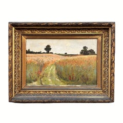 Oil on panel Impressionist “Walking through Wheat Fields”, Fernand Quignon