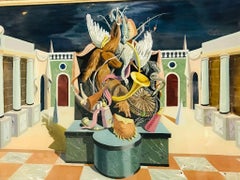 Fernand Renard Reverse Painting on Glass, 1939 Paris Surreal Trompe L'oeil