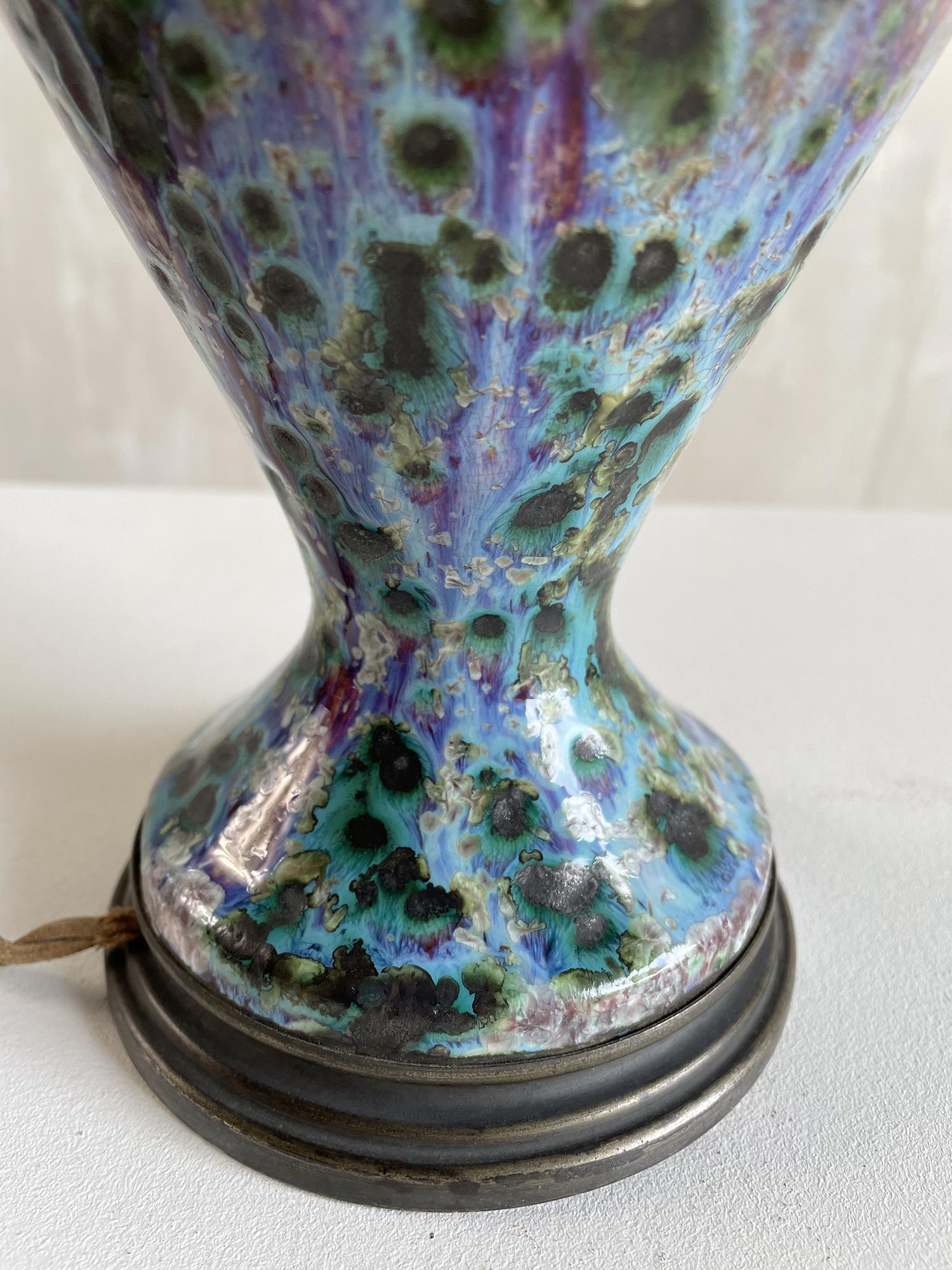 Fernand Rumebe '1875-1952', Enamelled Sandstone Lamp, France 1920 For Sale 3