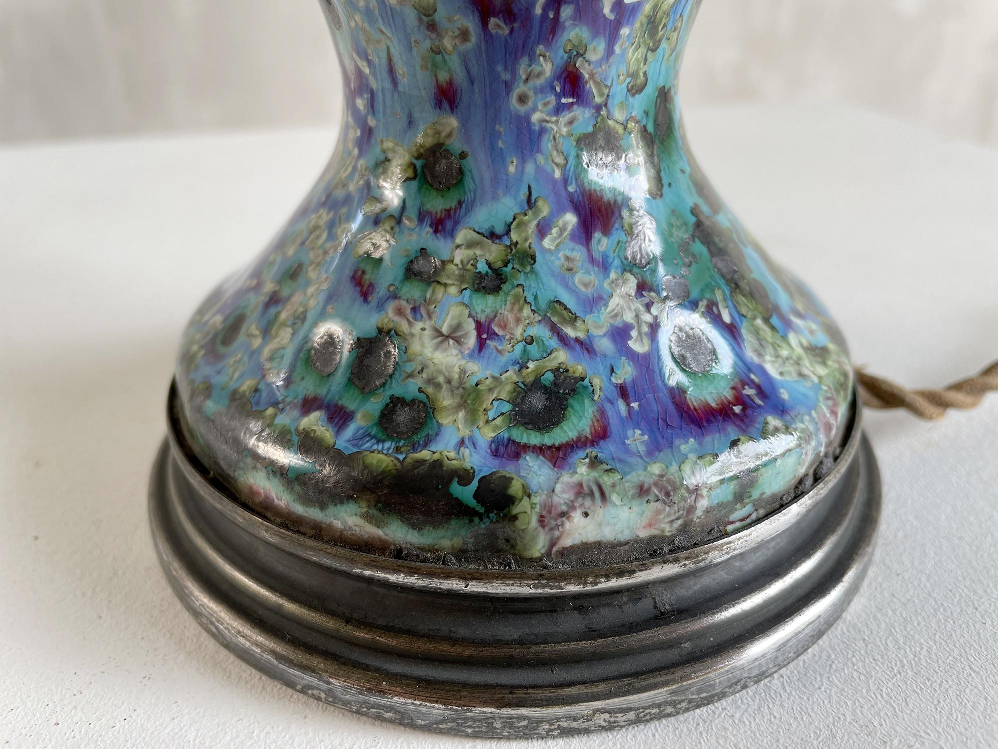 Fernand Rumebe '1875-1952', Enamelled Sandstone Lamp, France 1920 In Good Condition For Sale In Catonvielle, FR
