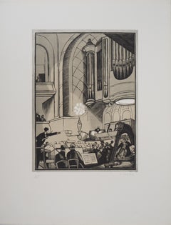 Concert: the Conductor - Original wooodcut, Handsigned