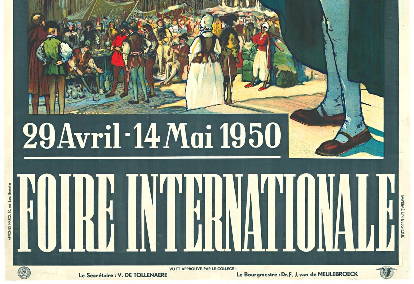 Original Bruxelles Foire Internationale vintage travel poster - American Impressionist Print by Fernand Toussaint