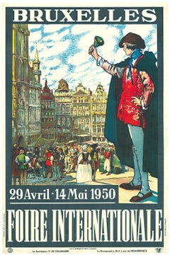 Original Bruxelles Foire Internationale Vintage travel poster