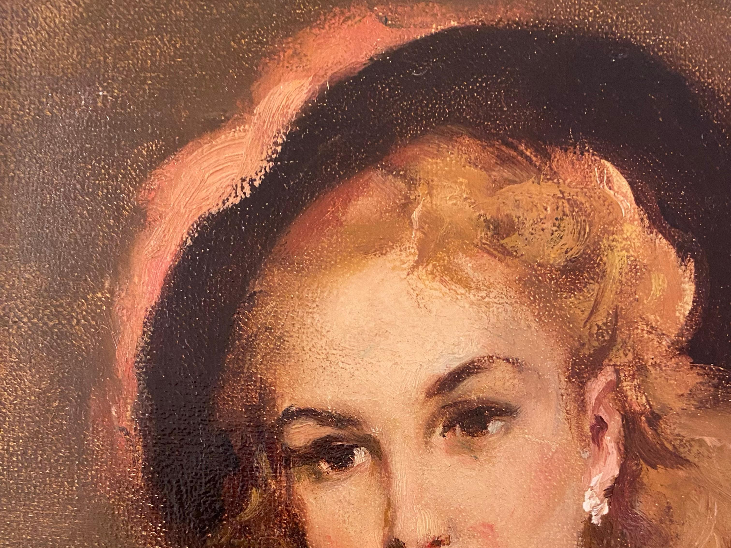 Dama con sombrero negro