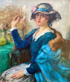 'Lady in Blue' by Fernand Toussaint  (1873 – Brussels –  1956)
