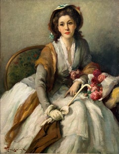 Vintage Portrait of an Elegant Woman Dressed in Eighteenth-Century