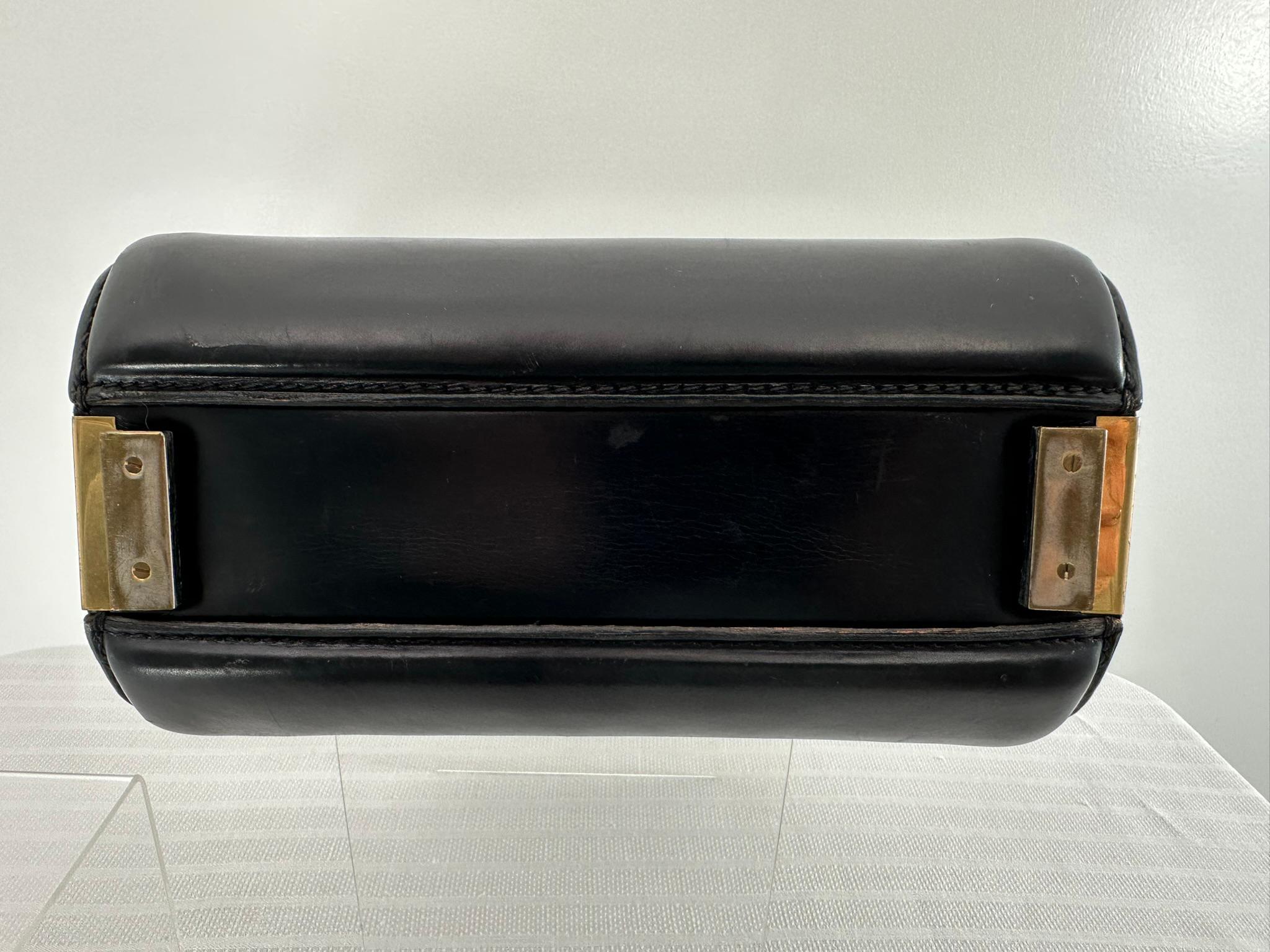 Fernande DesGranges Paris Chocolate Brown Leather GH Watch & Chain Handbag 1950s en vente 10