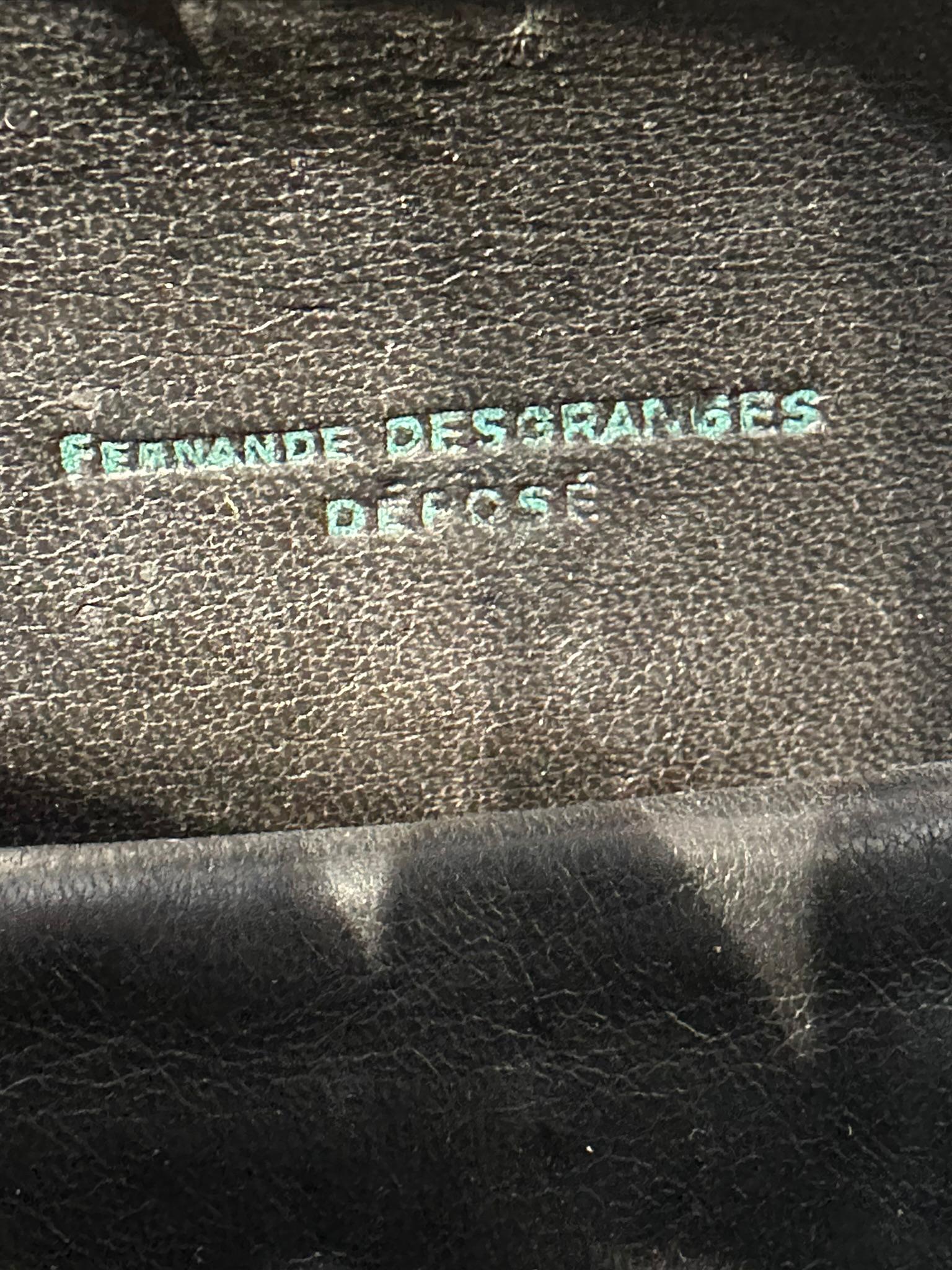 Fernande DesGranges Paris Chocolate Brown Leather GH Watch & Chain Handbag 1950s en vente 13