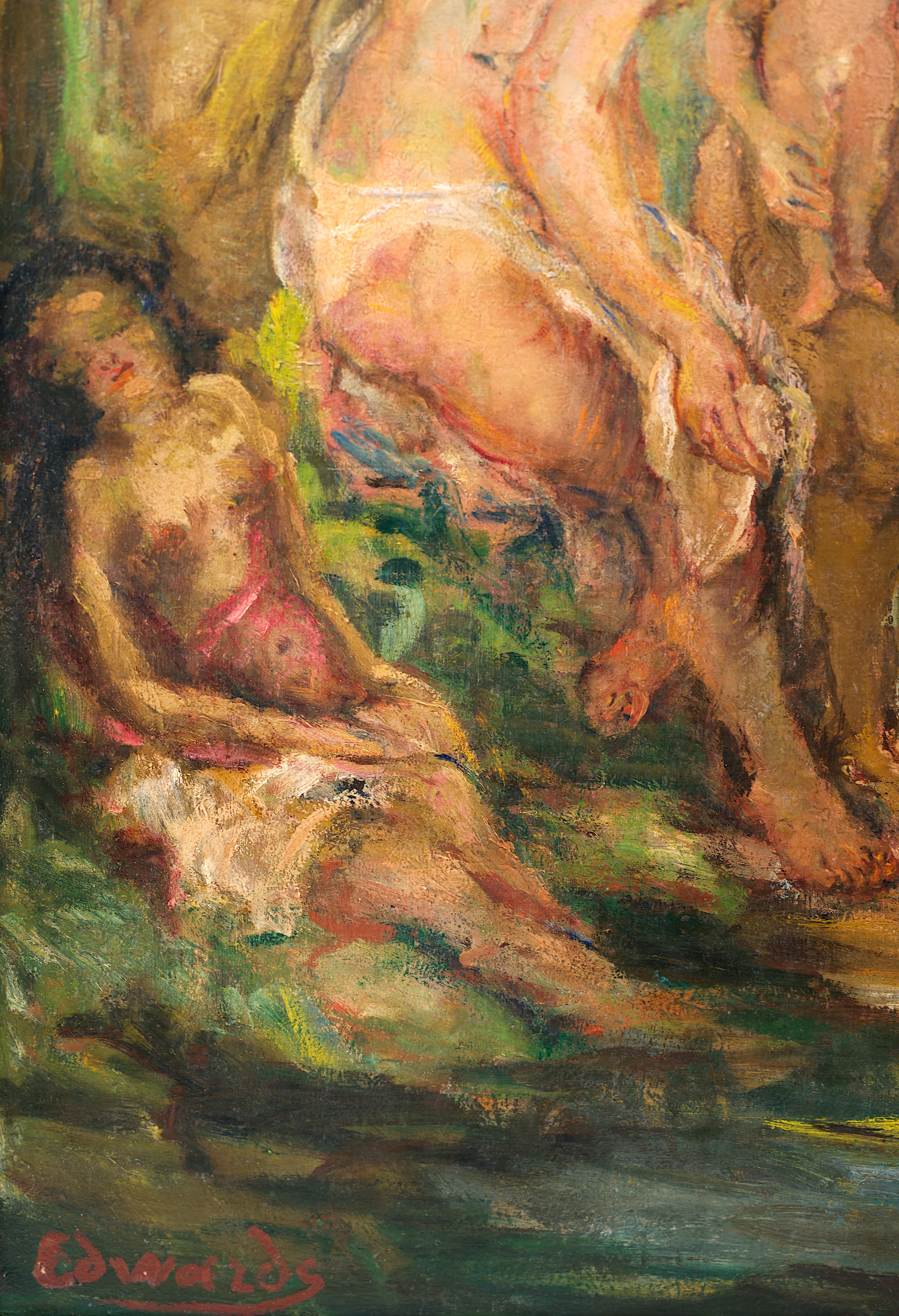 Fernande Horovitz-Edwards, Bathers, Large Oil on Canvas, 1930s For Sale 2