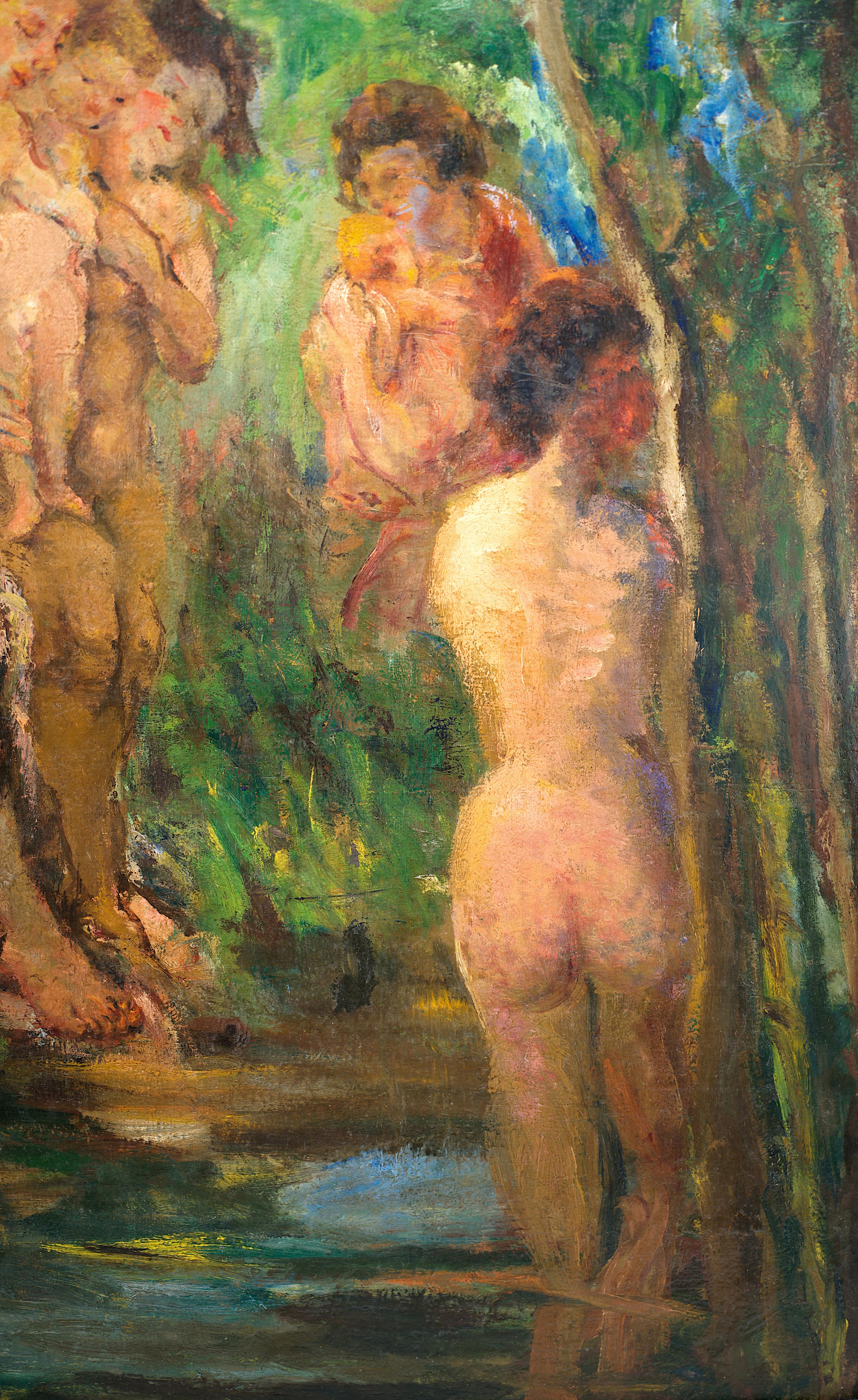 Fernande Horovitz-Edwards, Bathers, Large Oil on Canvas, 1930s For Sale 3