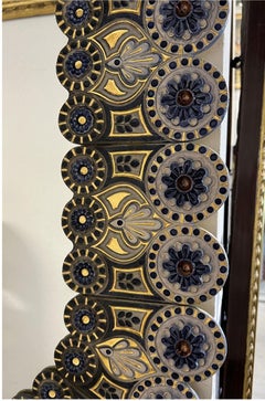 Fernande Massart (1927-2017) large oval earthenware mirror mastered by Nimy