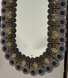 Fernande Massart (1927-2017) large oval earthenware mirror mastered by Nimy