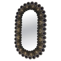 Fernande Massart (1927-2017) large oval earthenware mirror mastered by Nimy