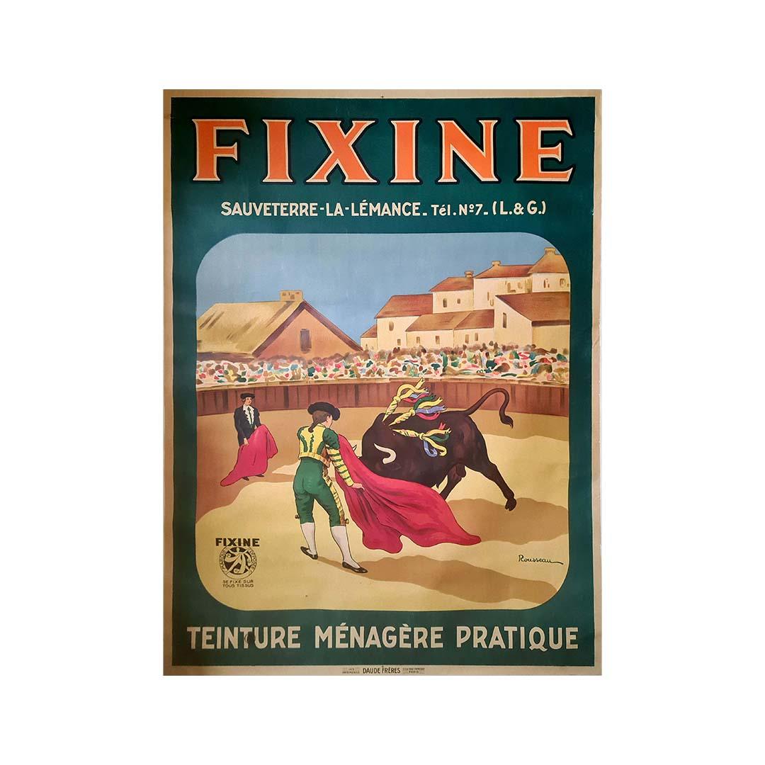 Circa 1925 original poster by Rousseau for Fixine teinture ménagère pratique For Sale 2