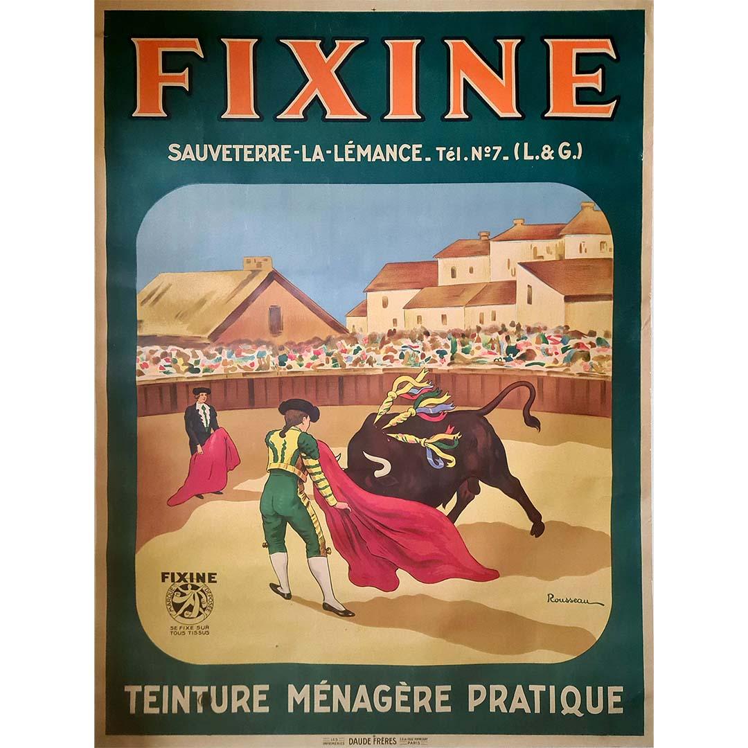 Circa 1925 original poster by Rousseau for Fixine teinture ménagère pratique - Print by Fernande Rousseau