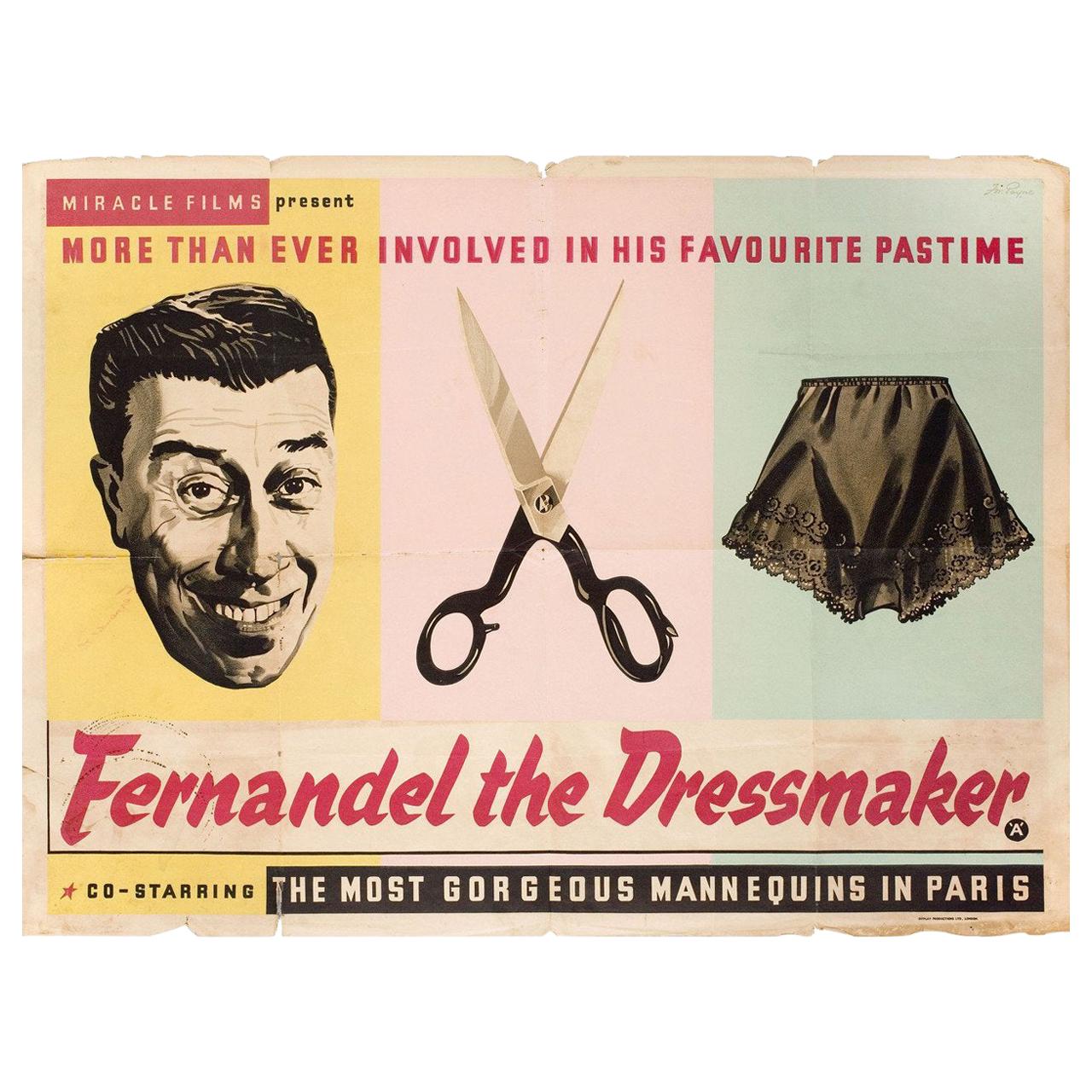 “Fernandel the Dressmaker” 1956 British Quad Film Poster