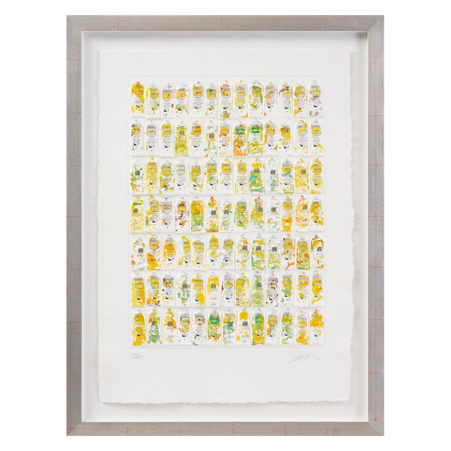 Fernandez Arman Figurative Print - Accumulation des tubes jaunes 