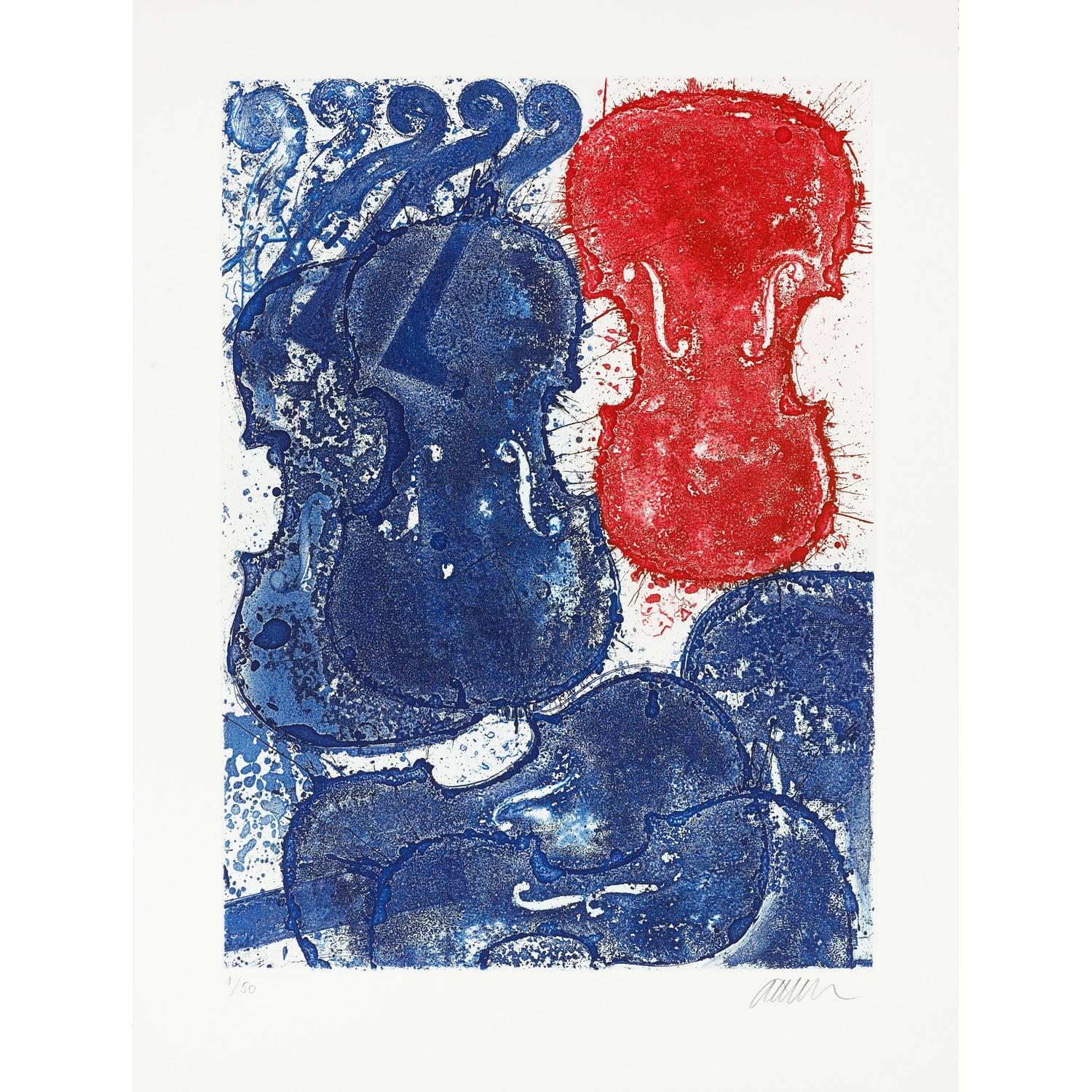 Rouge et bleu - Print by Fernandez Arman