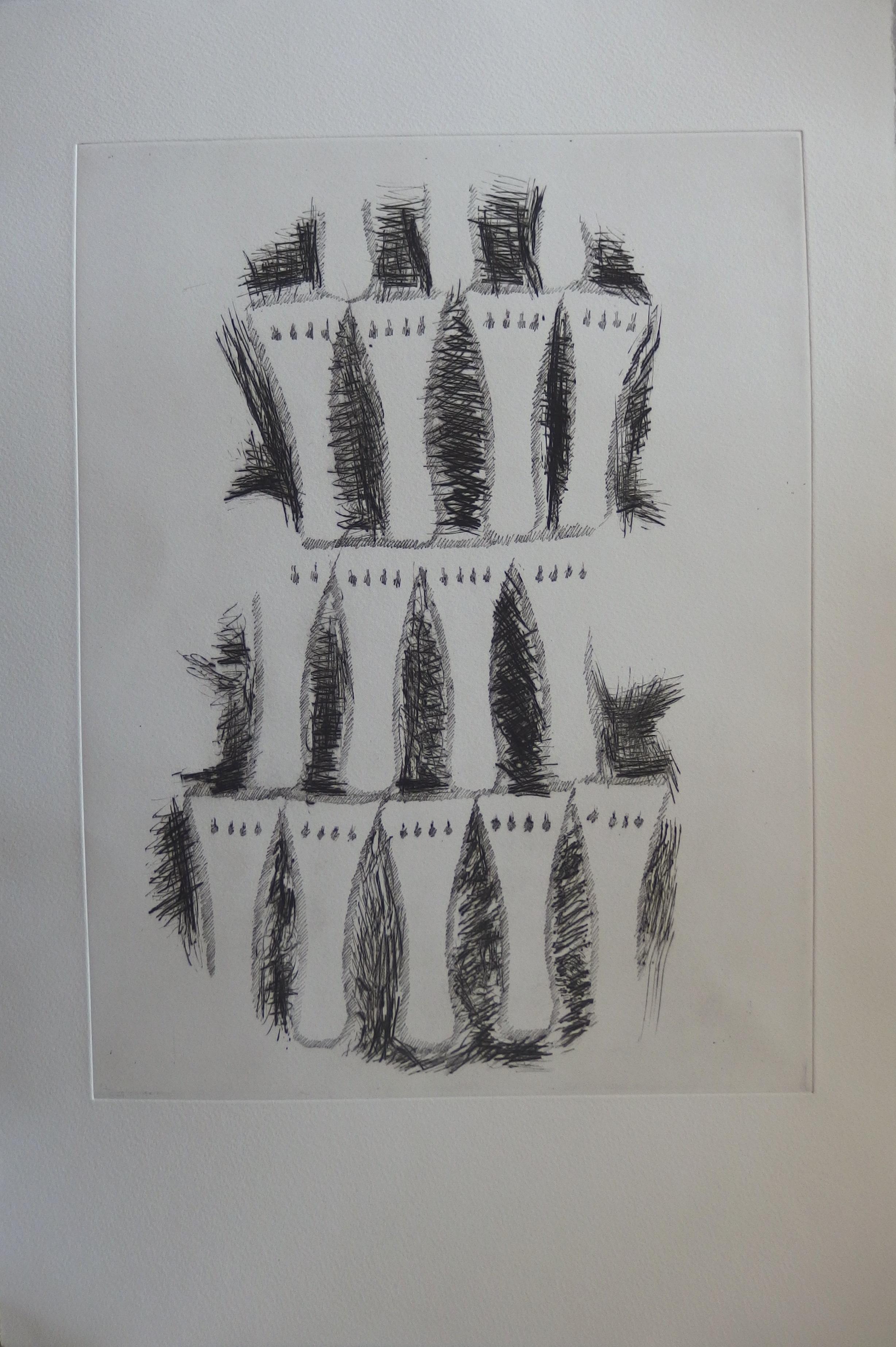 Set of 7 Original etchings - 1979 - Realist Print by Fernandez Arman