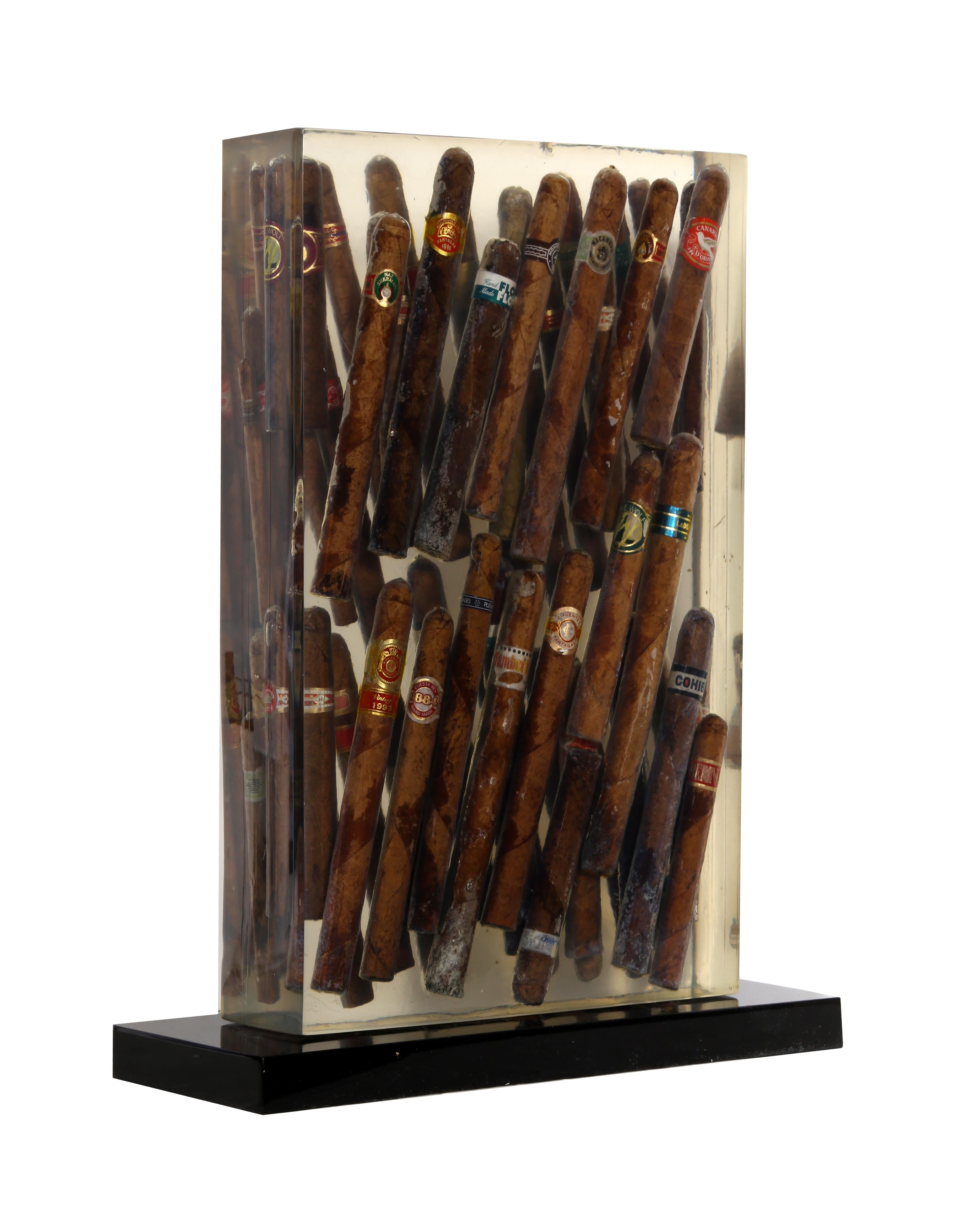 Fernandez Arman Abstract Sculpture - Waiting to Exhale, Accumulation Cigar Sculpture by Arman