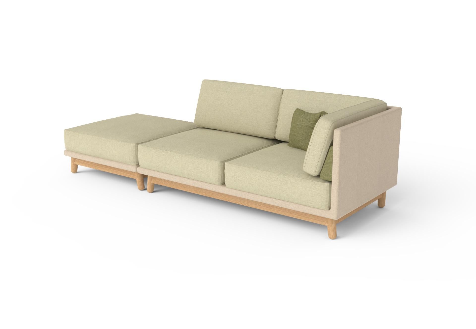 Woodwork Fernandez Corner Sofa, Wood and Fabric, Contemporary Mexican Design
