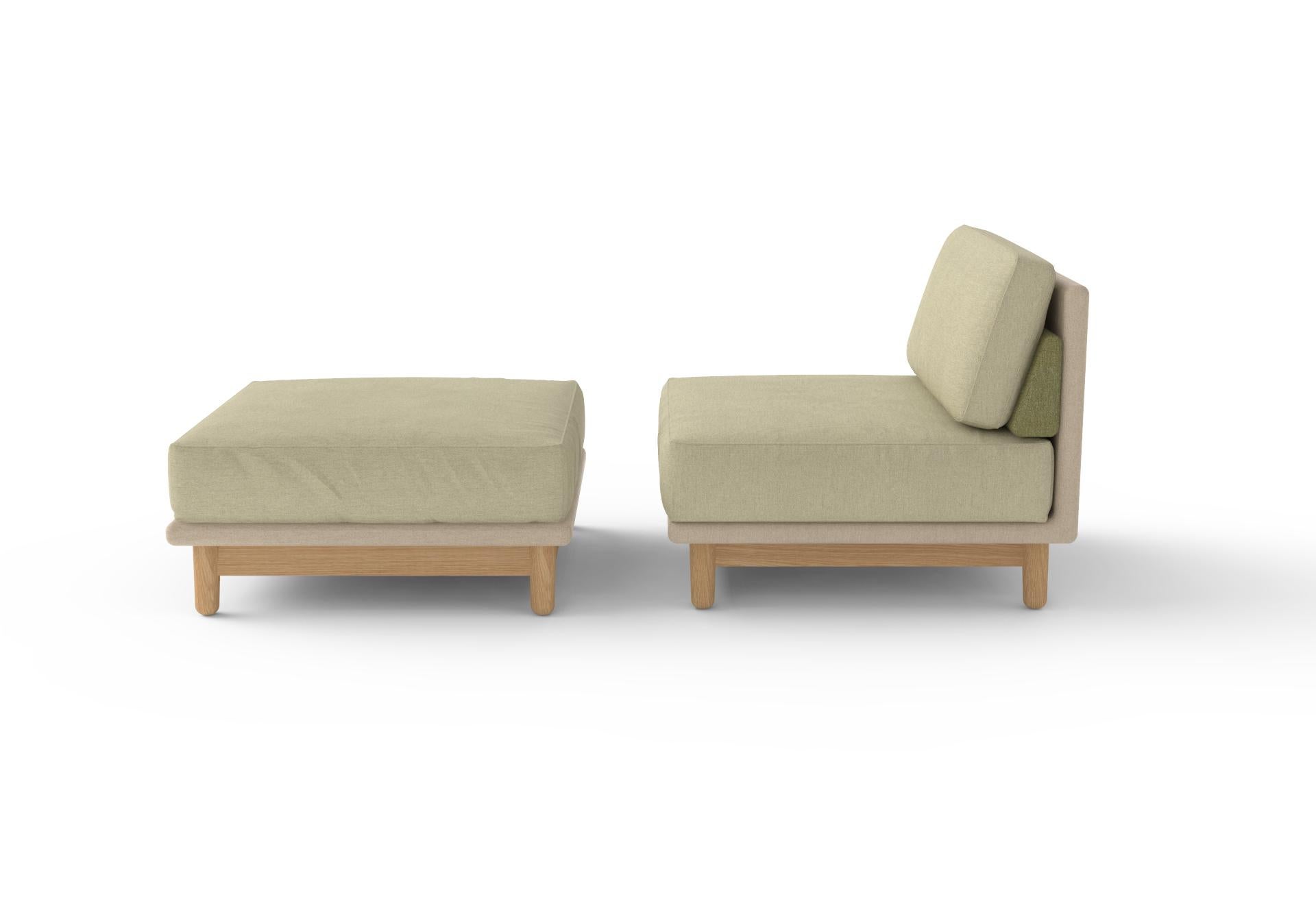 Modern Fernández Modular Sofa Fabric and Wood, Contemporary Mexican Design