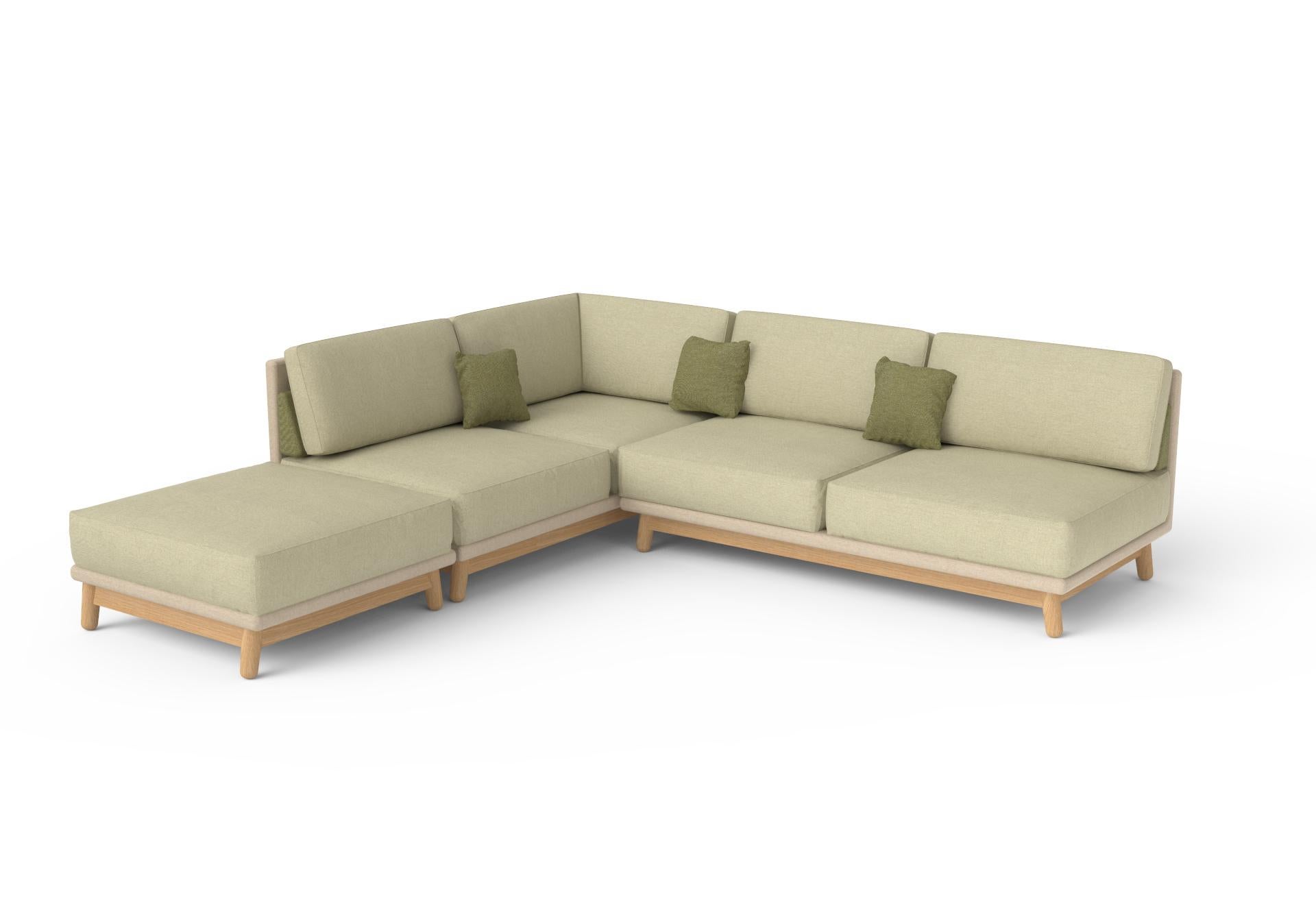 Woodwork Fernández Modular Sofa Fabric and Wood, Contemporary Mexican Design