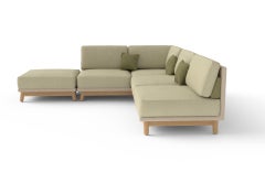 Fernandez Sofa:: Stoff und Holz:: zeitgenössisches mexikanisches Design