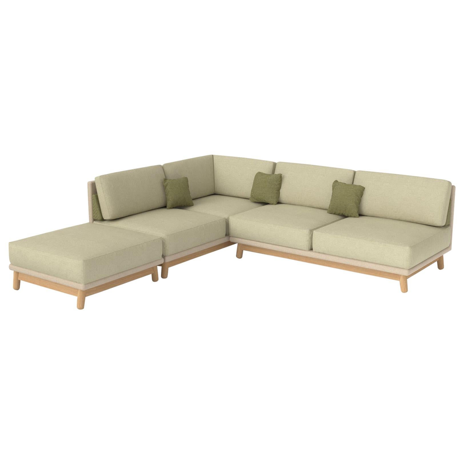 Fernandez Sofa, Fabric and Wood, Contemporary Mexican Design For Sale