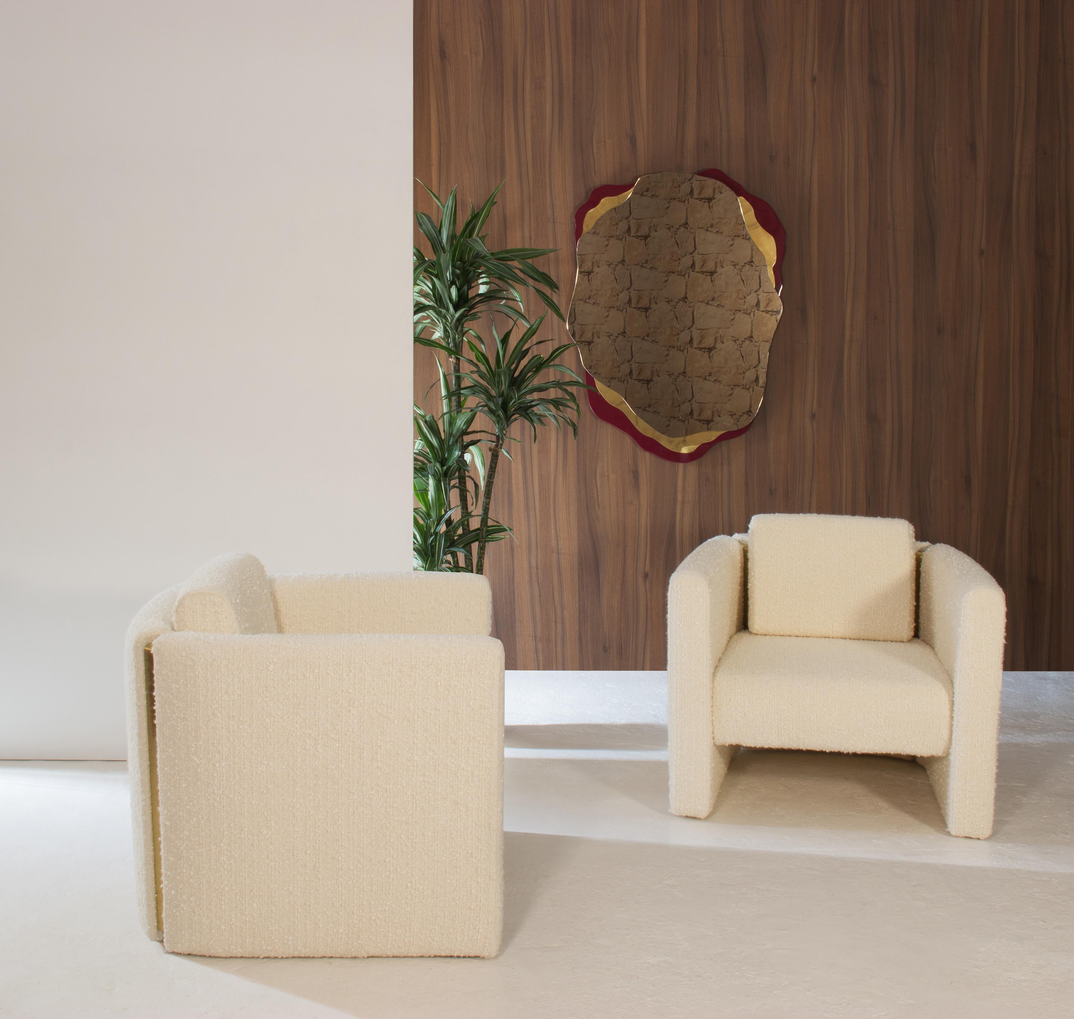 Contemporary Fernandine Armchair, Bouclé and Brass, InsidherLand by Joana Santos Barbosa For Sale