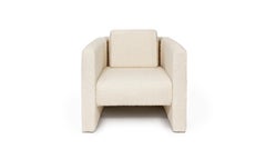 Poltrona Fernandine contemporanea in bouclé bianco e ottone bronzato di InsidherLand