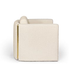 Contemporary geometric bouclé brass Fernandine II lounge chair by InsidherLand