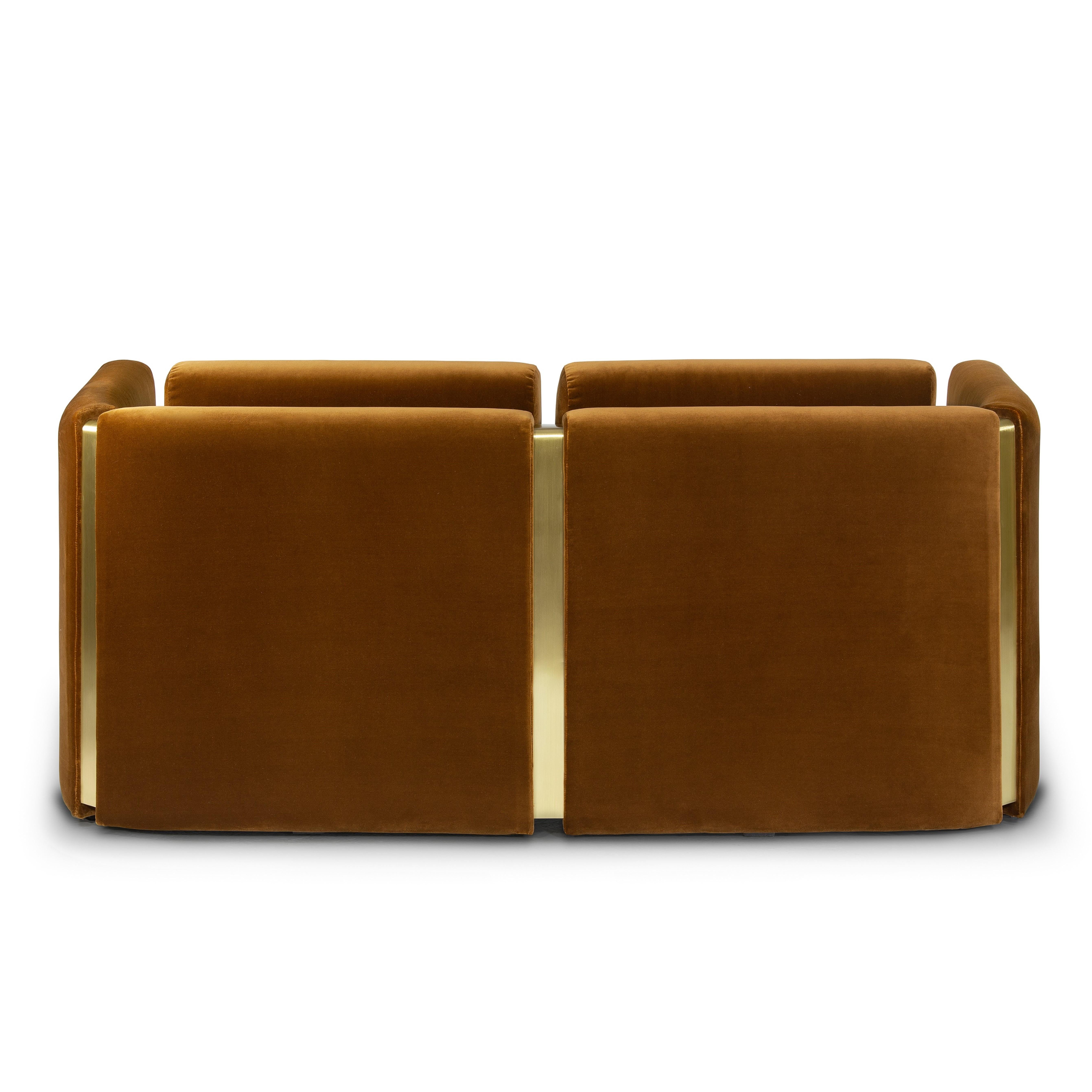 Brushed Fernandine Two Seat Sofa, Brass & COM, Insidherland by Joana Santos Barbosa For Sale