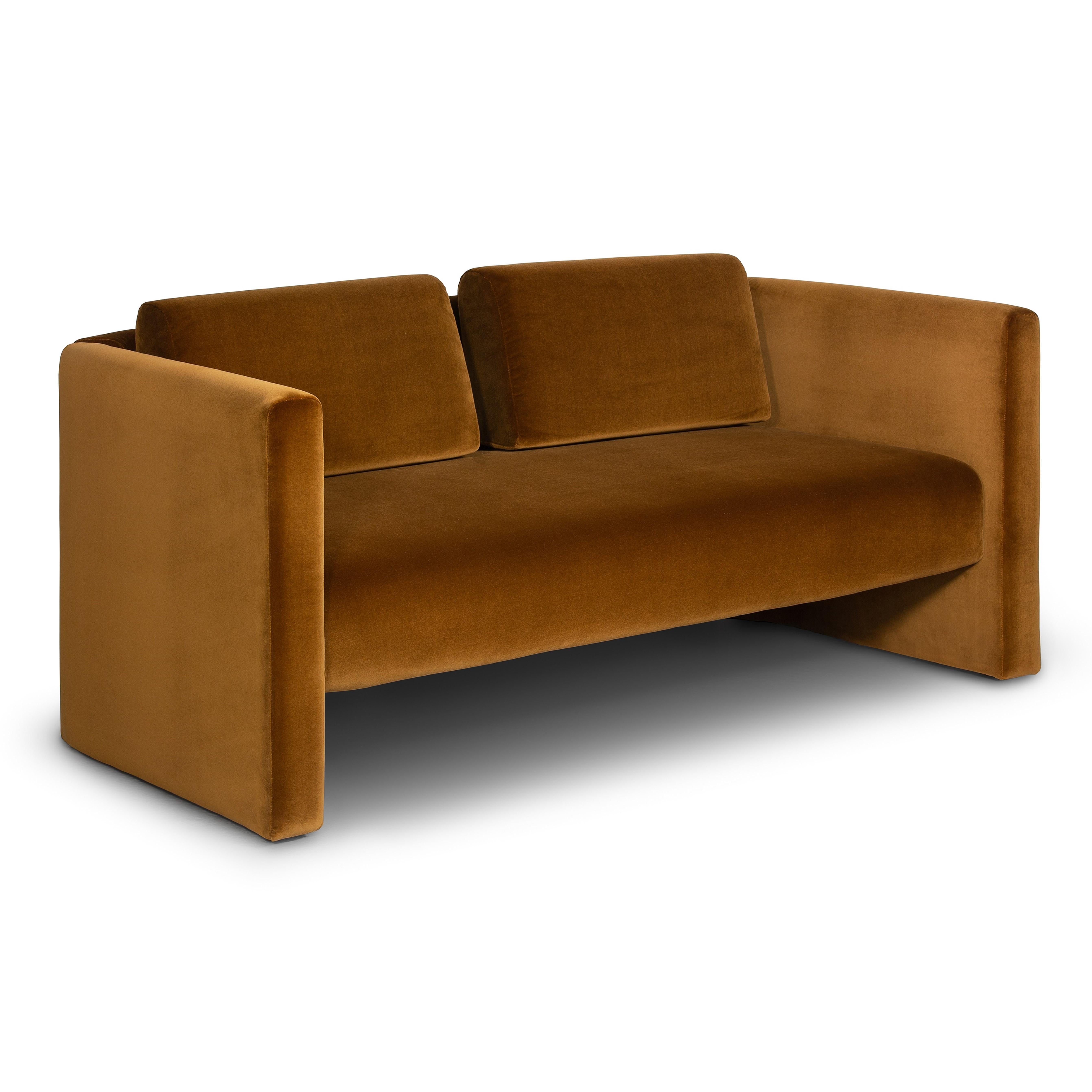 Modern Fernandine Two Seat Sofa, Velvet and Brass, Insidherland by Joana Santos Barbosa For Sale