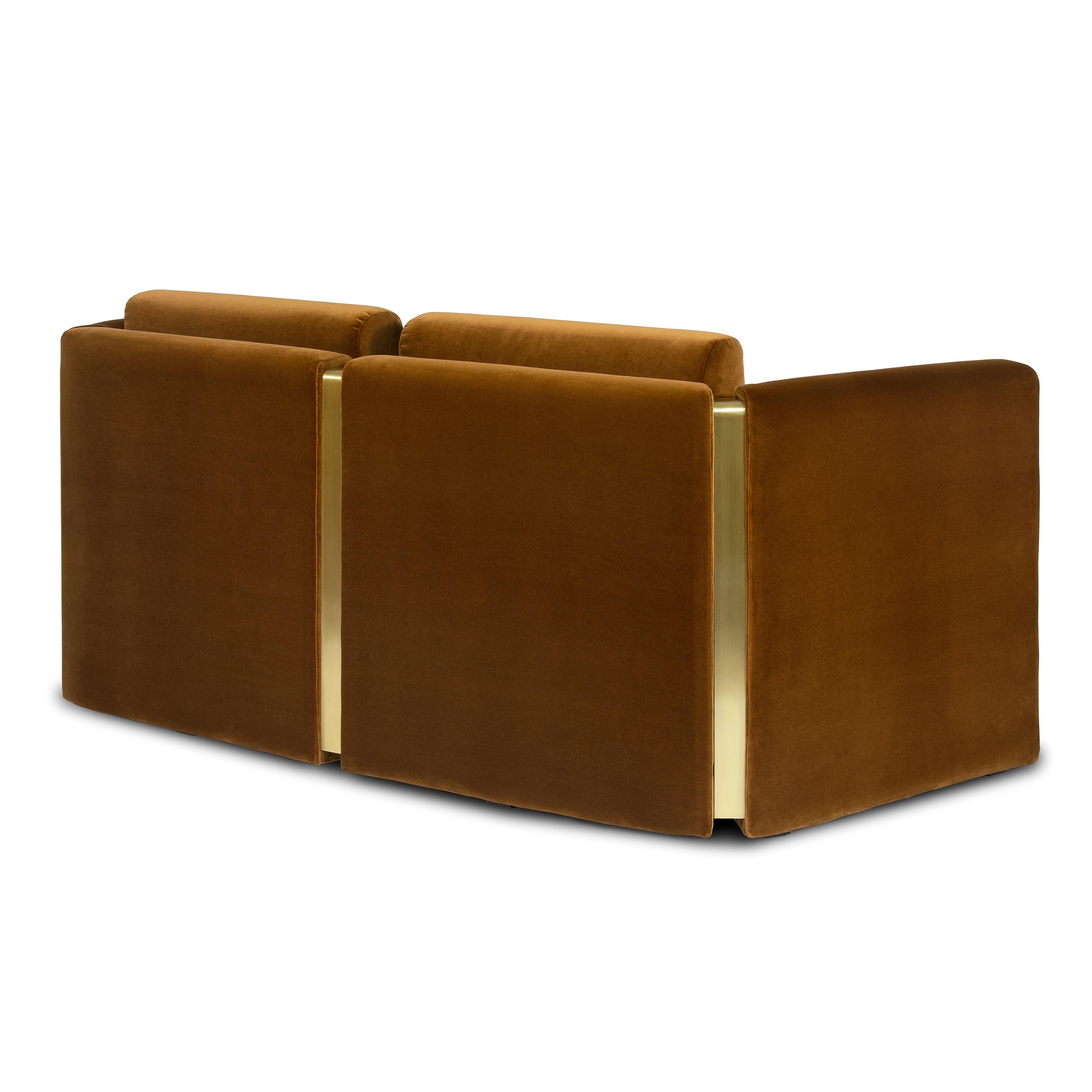 Portuguese Fernandine Two Seat Sofa, Velvet and Brass, Insidherland by Joana Santos Barbosa For Sale