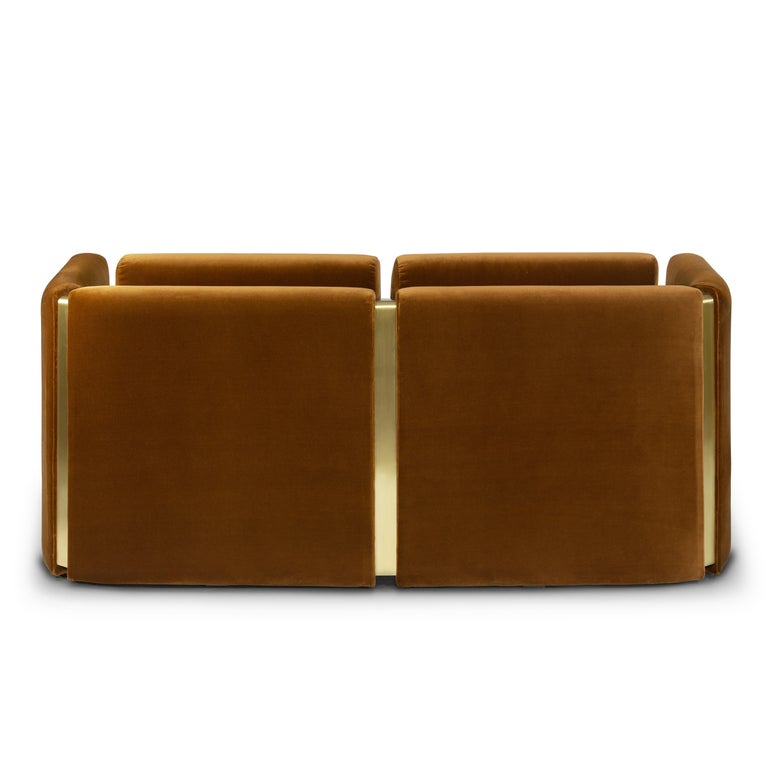 Brushed Fernandine Two Seat Sofa, Velvet and Brass, Insidherland by Joana Santos Barbosa For Sale