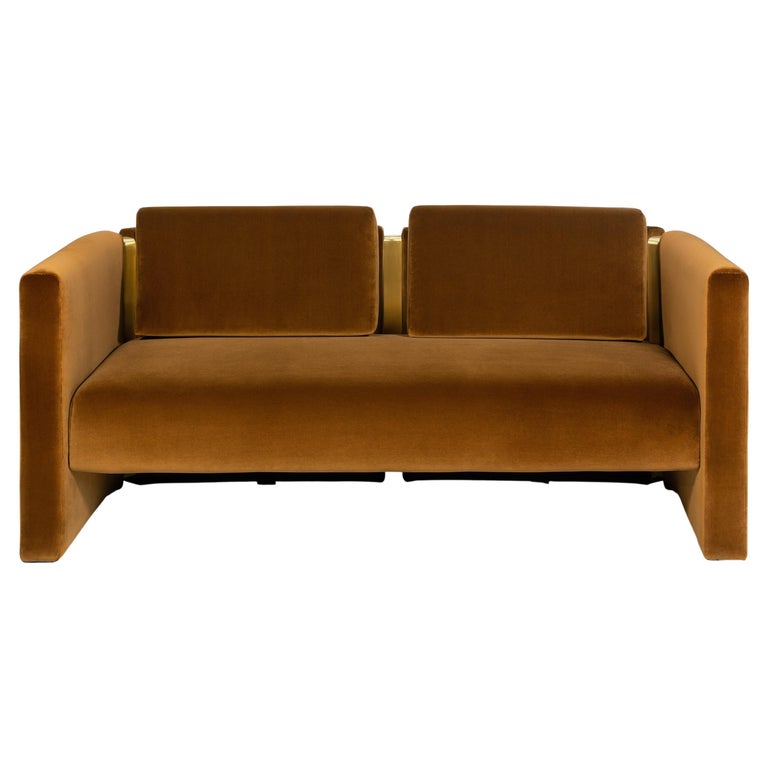 Fernandine Two Seat Sofa, Velvet and Brass, Insidherland by Joana Santos Barbosa For Sale