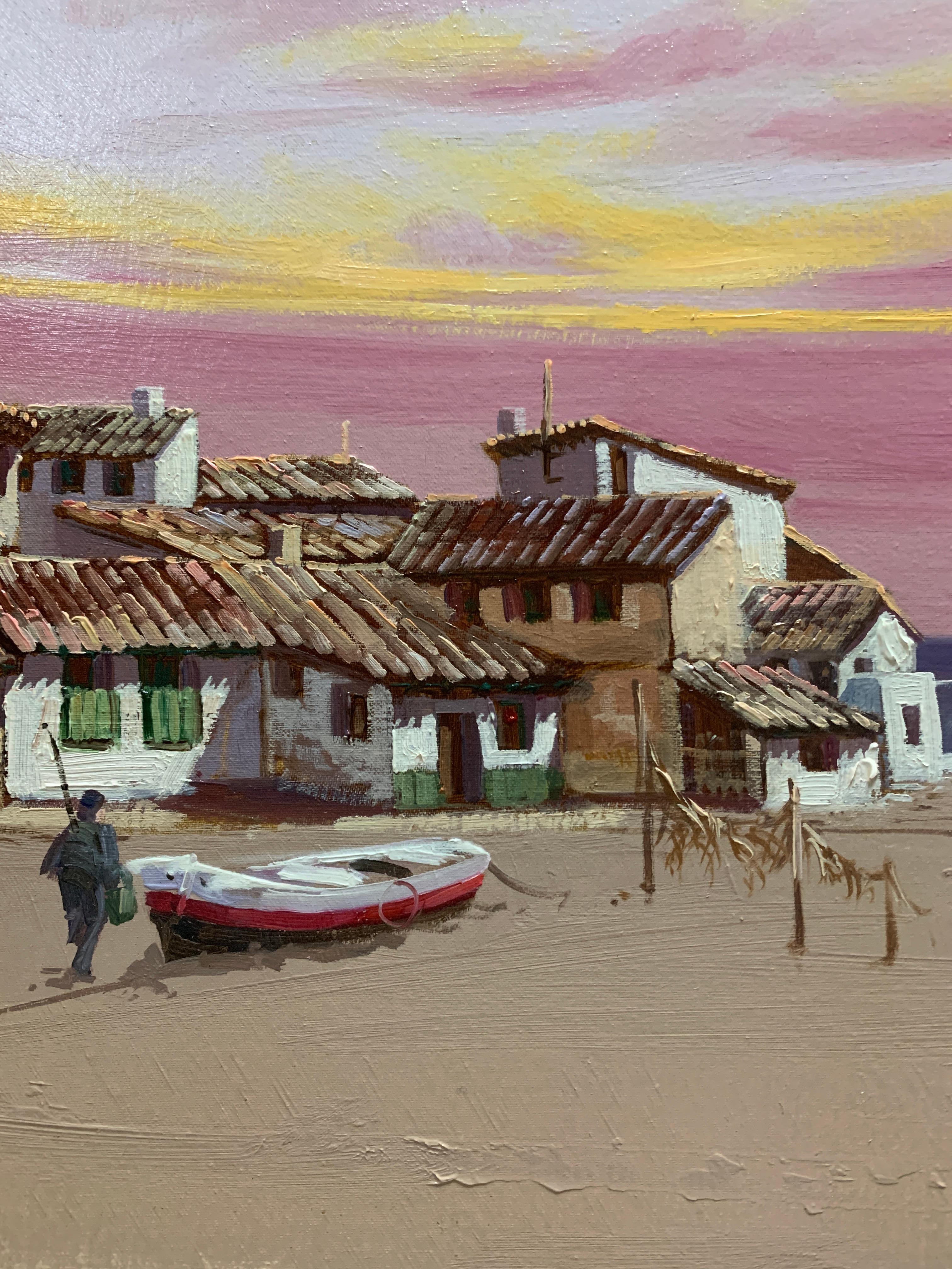 Sunset on the Beach - Painting by Fernando Alcaraz