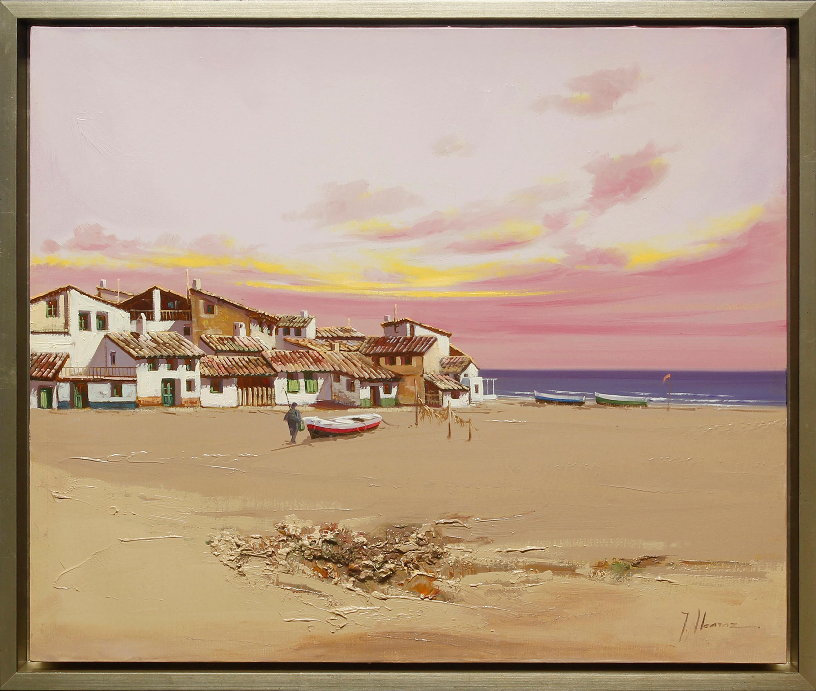 Fernando Alcaraz Landscape Painting - Sunset on the Beach