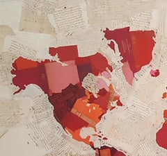 Carte de la passion - 21e siècle, contemporaine, papier ancien, encre médiévale, collage