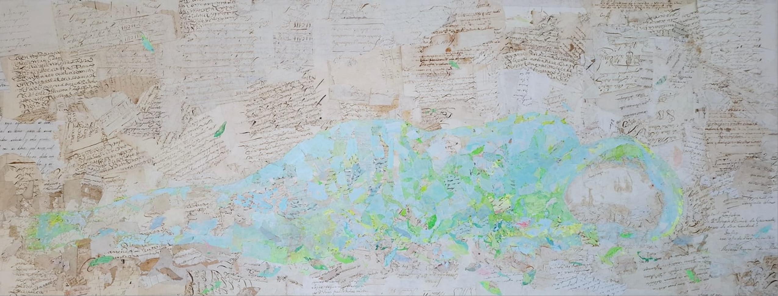 Fernando Alday Abstract Painting - Venus Verde - 21st Century, Contemporary, Collage, Colourful
