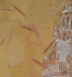 Viento Zen - Siglo XXI, Contemporáneo, Papel Antiguo, Tinta Medieval, Collage